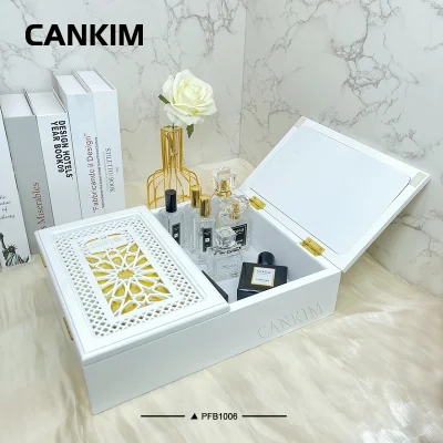 Cankim White Laquer Perfume Boxes Design Caixa de embalagem de perfume Frasco de perfume de luxo com caixa