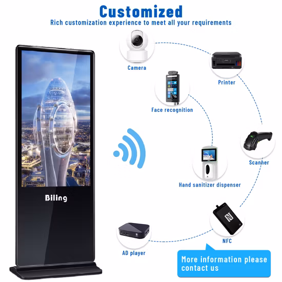 Envision ODM OEM 43 49 55 65 75 86 98 4K Comercial LCD LED Painel duplo Informações Preço Publicidade Ad Player Quiosque com tela de toque duplo Exibição de sinalização digital